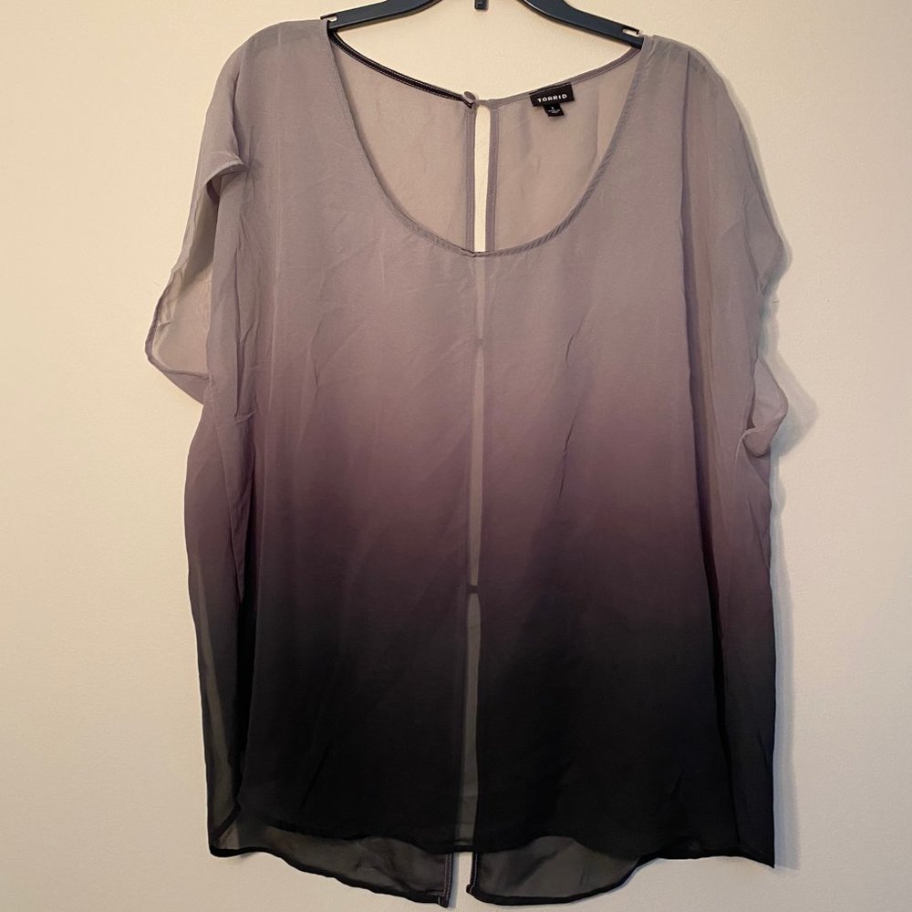 TORRID Sheer Purple Ombre Top Size 1X